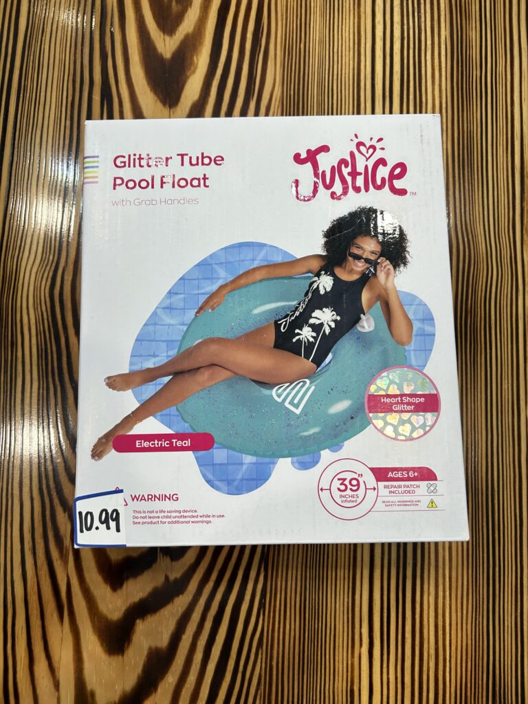 Justice Glitter Tube Pool Float.
$10.99